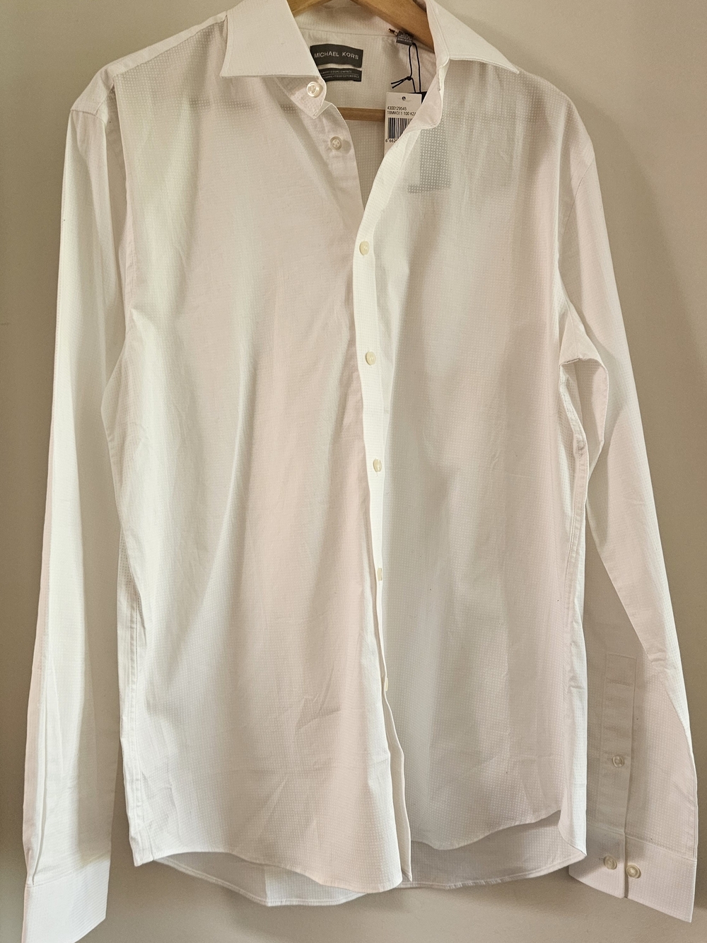 Michael Kors White Men's Long-Sleeve Dress Shirt